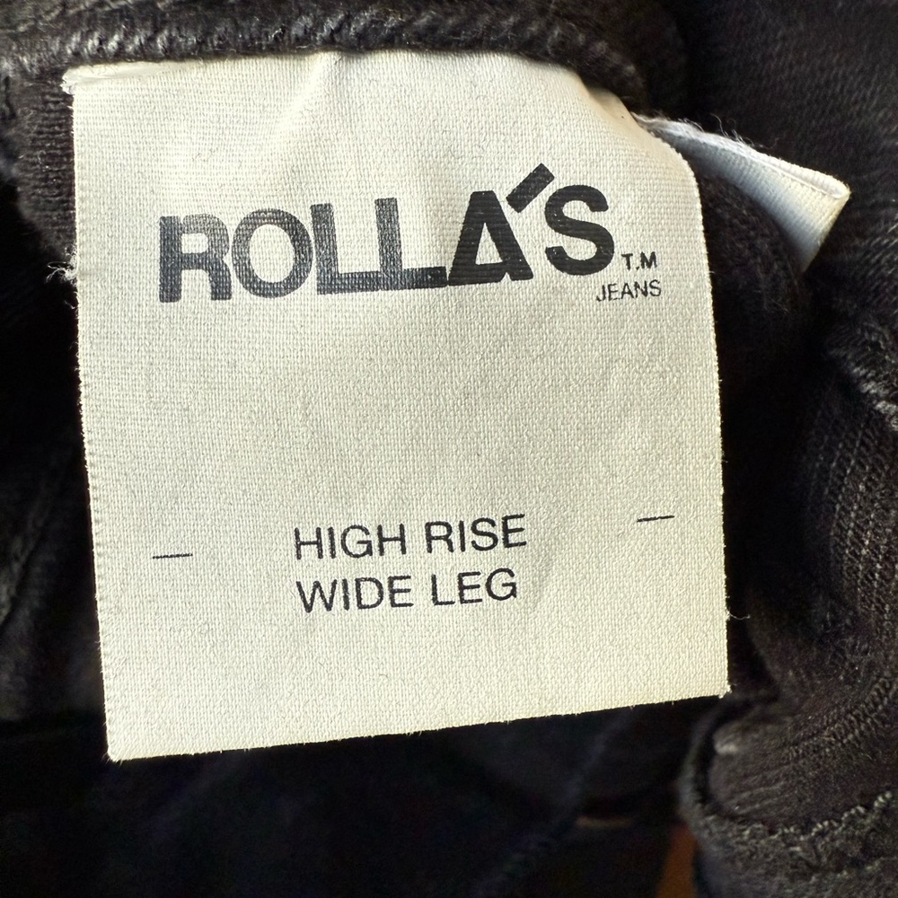 ROLLAS High Rise Wide Leg Patch Pocket Black Denim Jeans Baggy Retro Comfy 26 - Picture 9 of 11